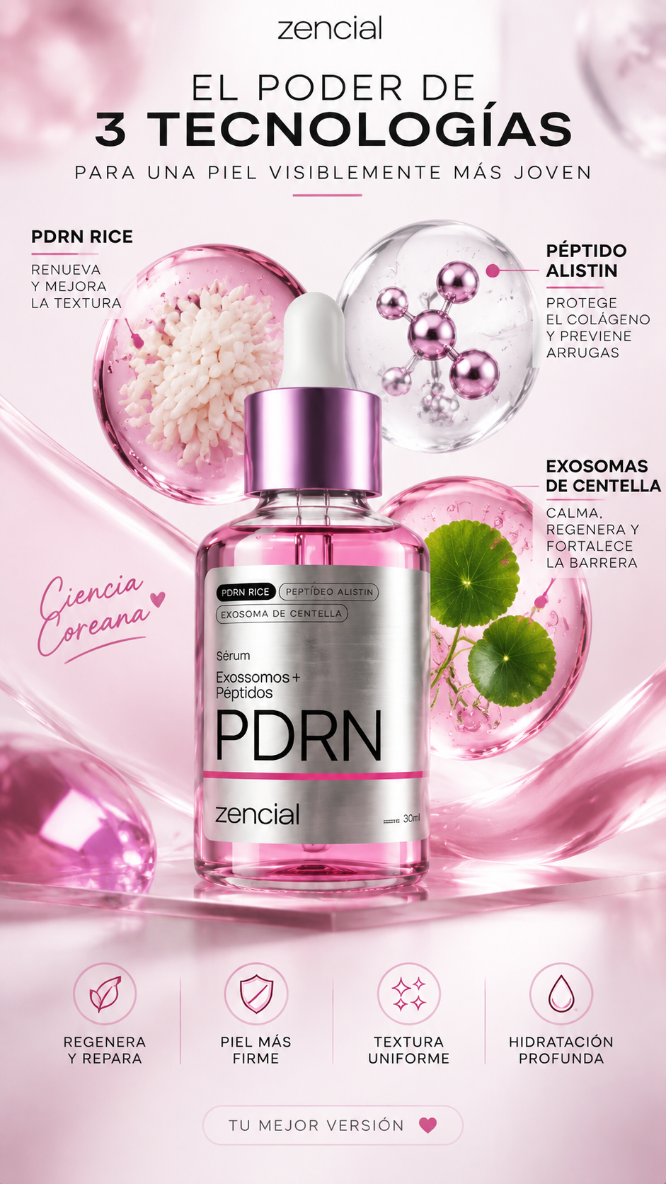 Sérum PDRN Zencial con Exosomas + Péptidos | Renueva la apariencia de tu piel y potencia su luminosidad