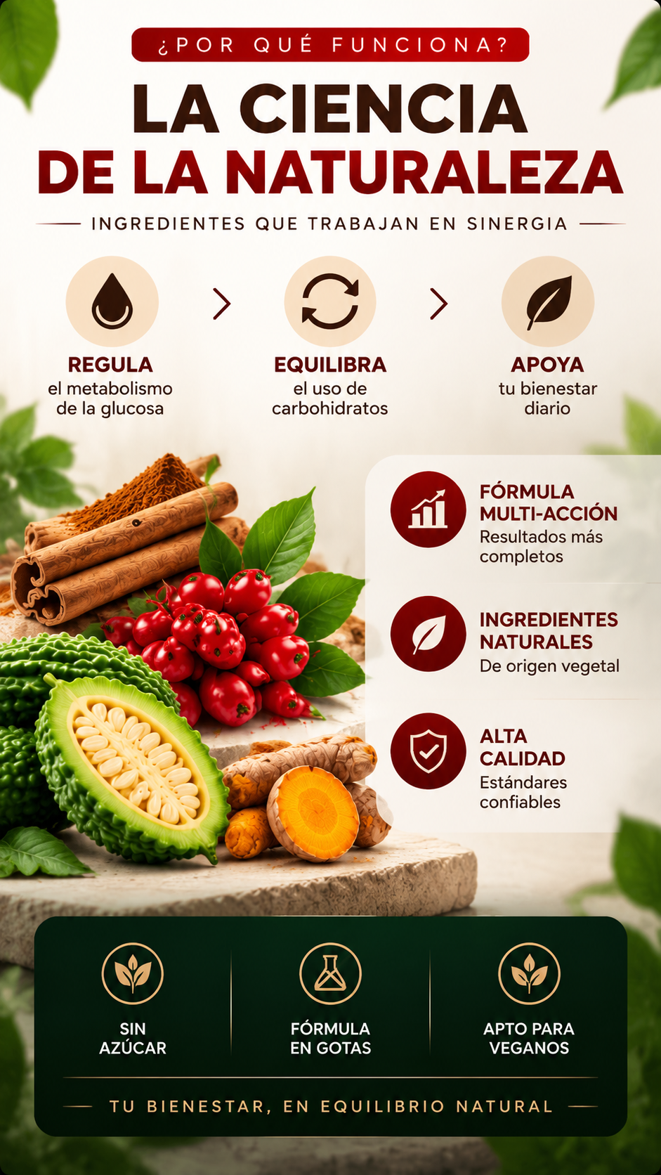 Glucora® Premium Liquid Drops | Berberina + Canela + Cromo + Cúrcuma